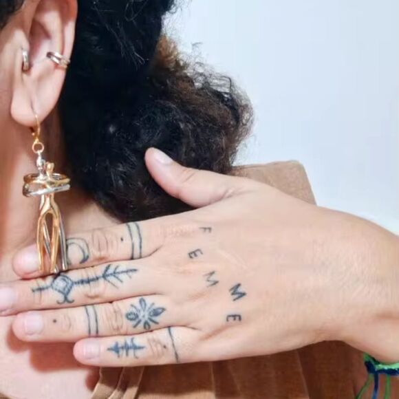 Free People Abstract Dancing Couple Earrings-Gold And Silver - Picture 6 of 10